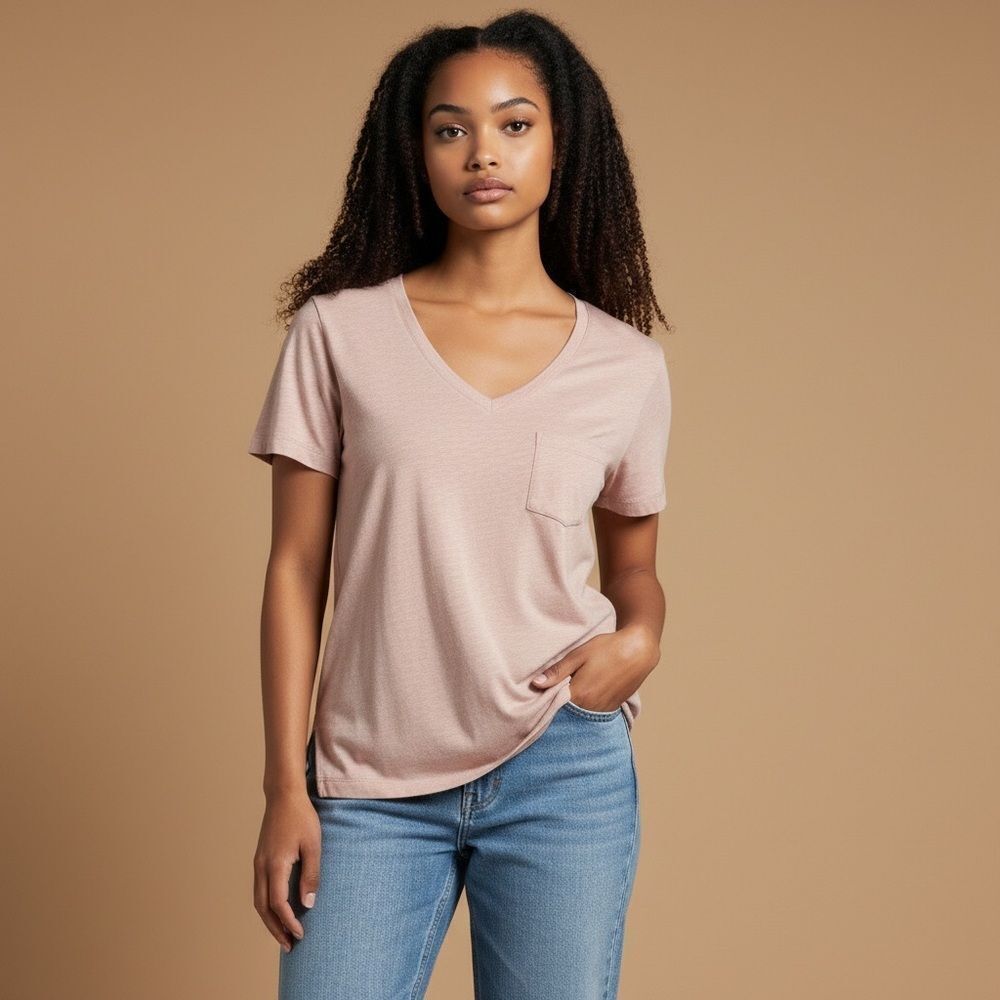 Madewell Women's 2XS Pink V-Neck Pocket Tee Short Sleeve‎ Casual